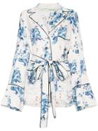 Off-white Floral Print Belted Pyjama Jacket