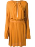 Jay Ahr Neck Slit Longsleeved Dress, Women's, Size: 36, Yellow/orange, Rayon