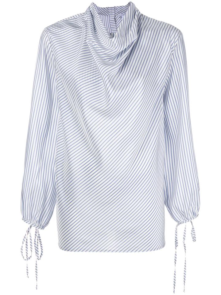 Loewe Cowl Neck Striped Blouse - Blue