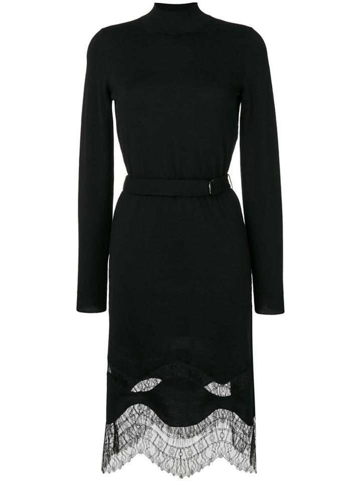 Nina Ricci Turtle Neck Lace Dress - Black