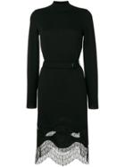 Nina Ricci Turtle Neck Lace Dress - Black