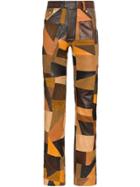 Cmmn Swdn Patchwork Straight-leg Trousers - Brown