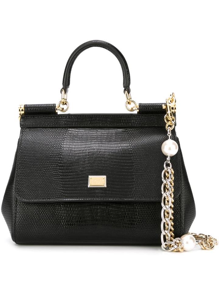 Dolce & Gabbana Small 'sicily' Tote, Women's, Black, Watersnake Skin