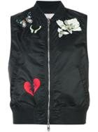 Cinq A Sept Sleeveless Patch-embellished Bomber Gilet - Black