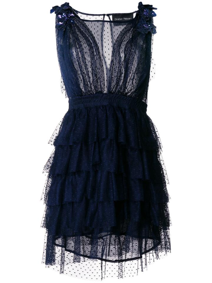 Christian Pellizzari Lace Tiered Dress - Blue