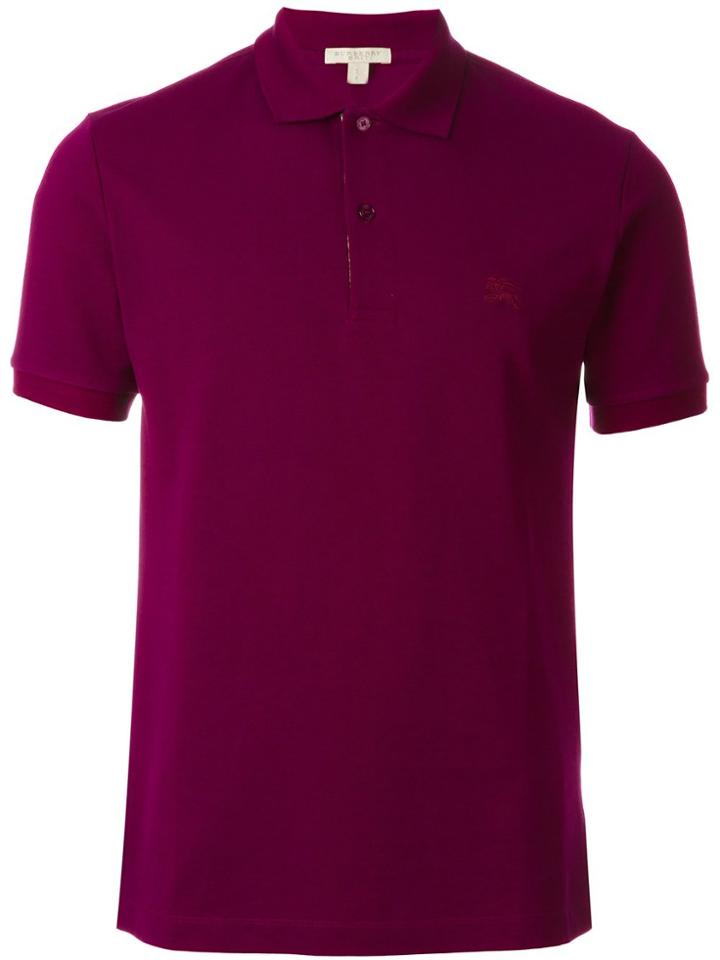 Burberry Check Placket Cotton Polo Shirt - Pink & Purple