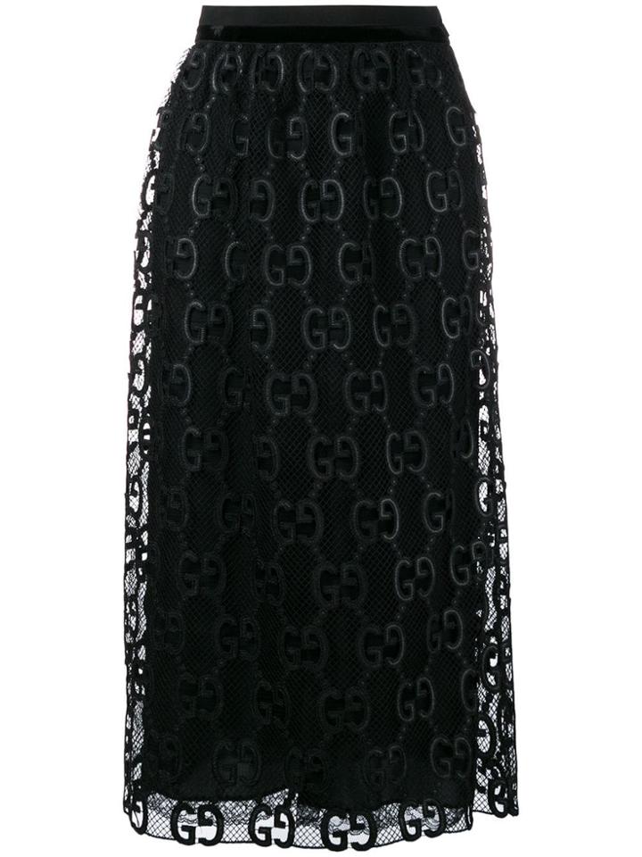 Gucci Macramé Midi Skirt - Black