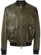 Dsquared2 Classic Bomber Jacket, Men's, Size: 50, Green, Cotton/calf Leather/acrylic/wool