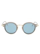 Thom Browne Round Frame Sunglasses, Men's, Blue, Acetate/12kt Gold/glass