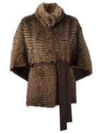 Liska Cashmere Belted Fur Jacket, Women's, Size: Medium, Brown, Mink Fur/cashmere