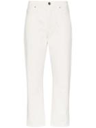 Goldsign Pearly White High Waisted Cropped Straight Leg Jeans -