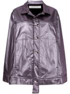 Eckhaus Latta Metallic Fitted Coat - Pink & Purple