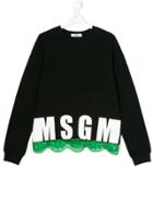 Msgm Kids Teen Ruffle Detail Logo Sweater - Black