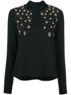 Msgm Embellished Blouse, Women's, Size: 40, Black, Acetate/viscose