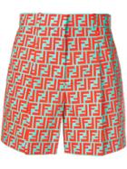 Fendi Ff Print Shorts - Orange