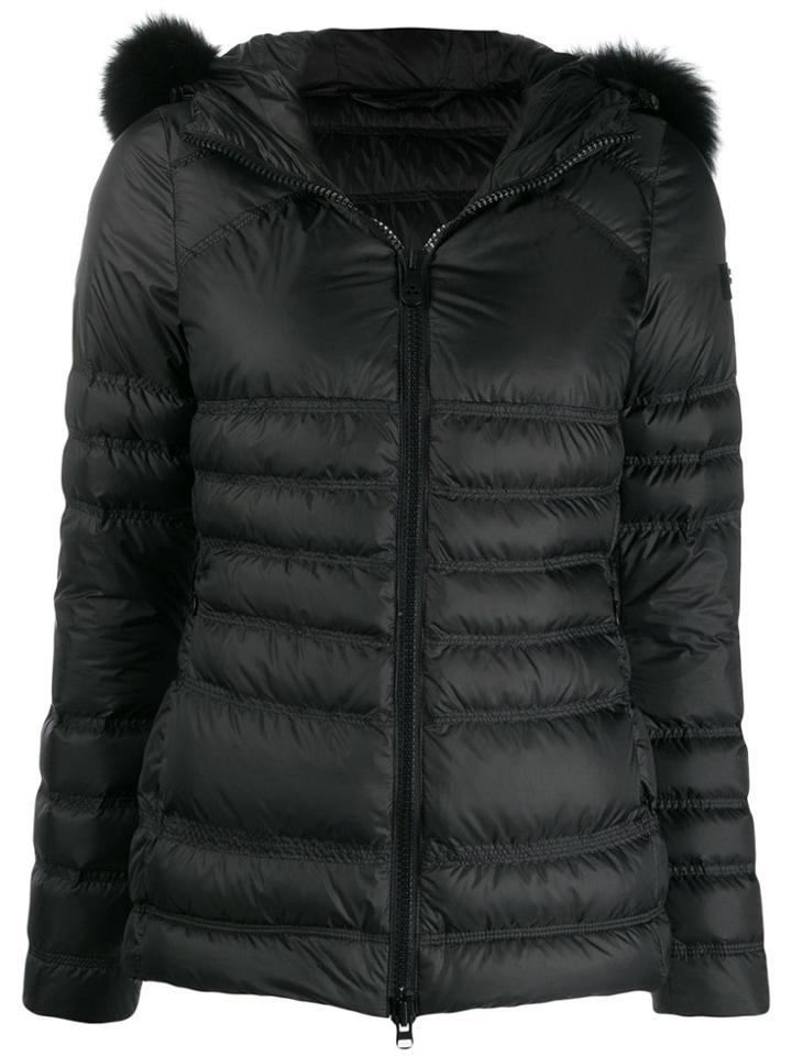 Peuterey Fox Fur Hooded Puffer Jacket - Black