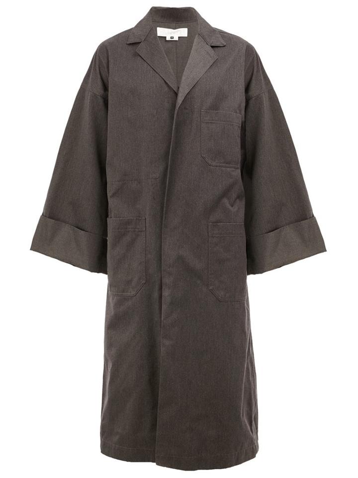 Ganryu Comme Des Garcons Oversized Belted Coat, Men's, Size: Large, Grey, Cotton/polyester