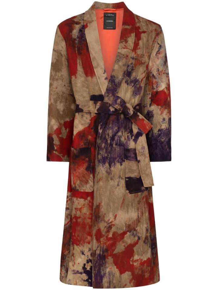 Canessa Tie-dye Belted Long Jacket - Multicoloured