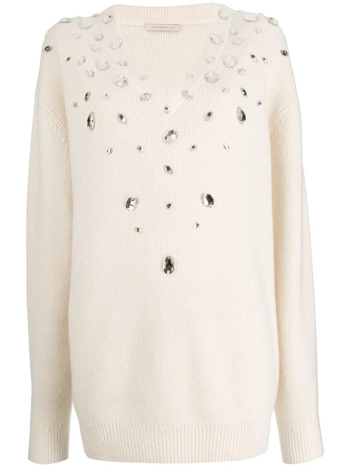 Christopher Kane Crystal Gem Cashmere Sweater - Neutrals