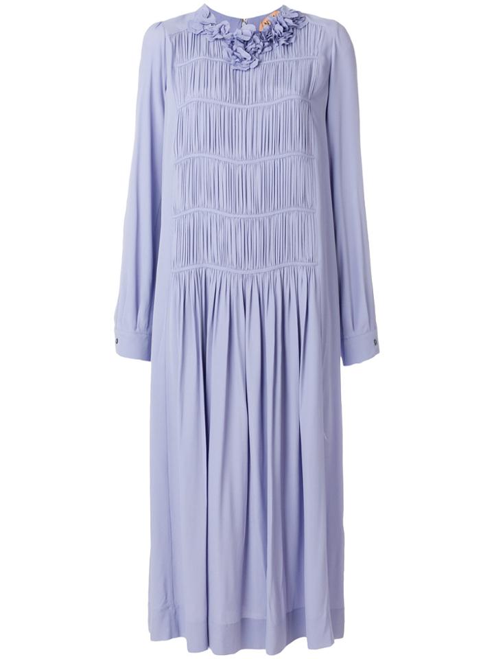 No21 Textured Collar Midi Dress - Pink & Purple