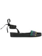 Tomas Maier Eyelet Lace Up Slide - Black