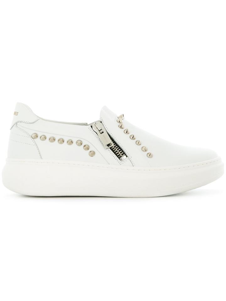 Les Hommes Studded Slip-on Sneakers - White