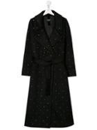 Monnalisa Teen Embellished Midi Coat - Black