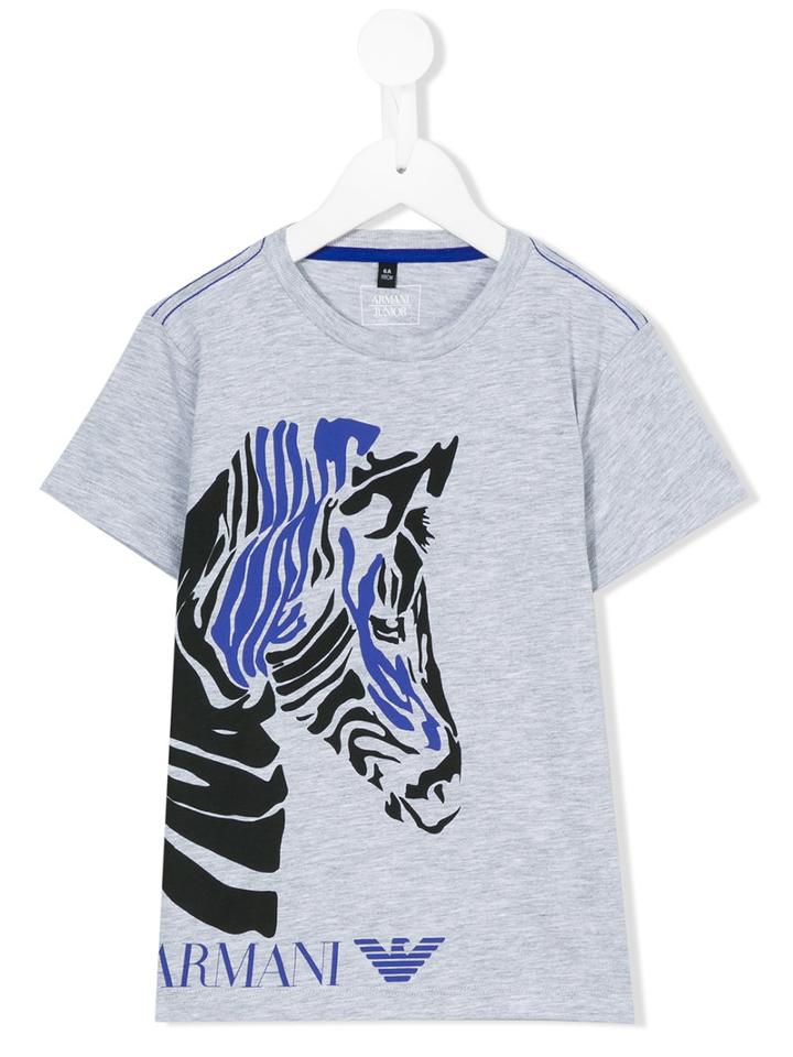 Armani Junior - Zebra Print T-shirt - Kids - Cotton - 8 Yrs, Boy's, Grey