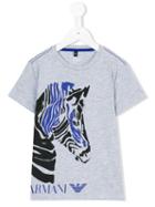 Armani Junior - Zebra Print T-shirt - Kids - Cotton - 8 Yrs, Boy's, Grey
