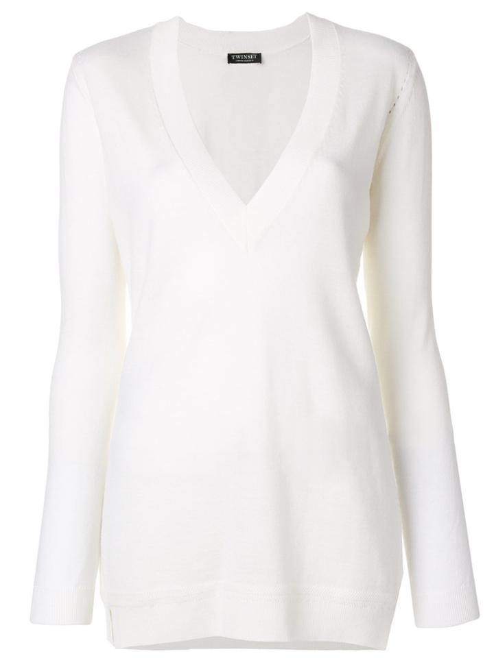 Twin-set V-neck Sweater - White