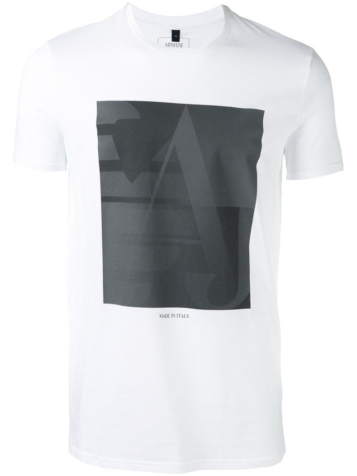 Armani Jeans - Square Logo T-shirt - Men - Cotton/spandex/elastane - Xl, White, Cotton/spandex/elastane