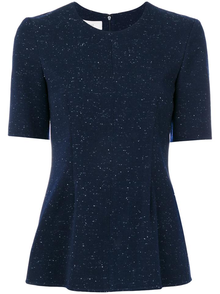 Pringle Of Scotland Short Sleeved Flared Top In Midnight - Blue