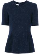 Pringle Of Scotland Short Sleeved Flared Top In Midnight - Blue