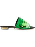Sebastian Sequin Upper Strap Sandals - Green