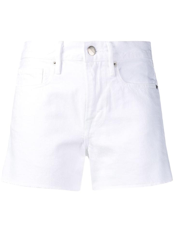 Frame Denim Unfinished Hem Shorts - White