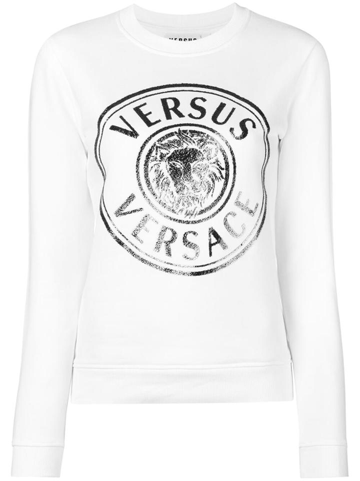 Versus Glitter Logo Print Jumper - White