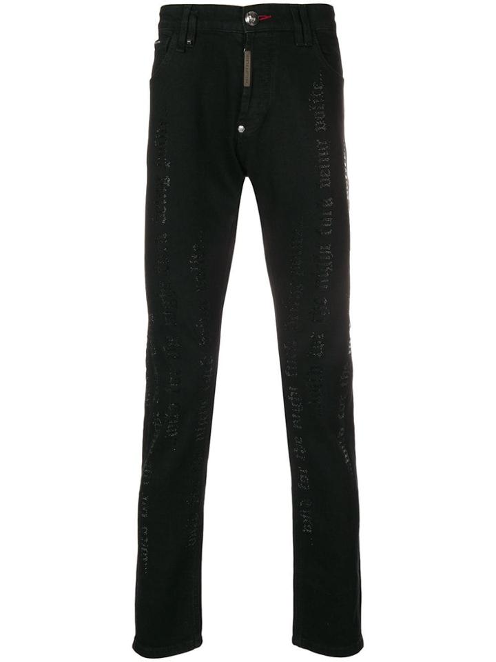Philipp Plein Slim Embellished Jeans - Black