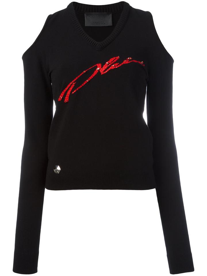 Philipp Plein Cut-out Knitted Top, Women's, Size: Small, Black, Polyester/viscose