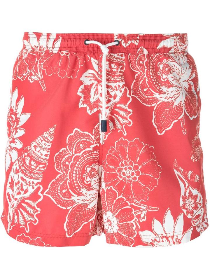 Etro Floral Print Swim Shorts, Men's, Size: Xl, Red, Nylon