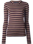 Rochas Round Neck Striped Pullover, Women's, Size: 46, Nude/neutrals, Wool