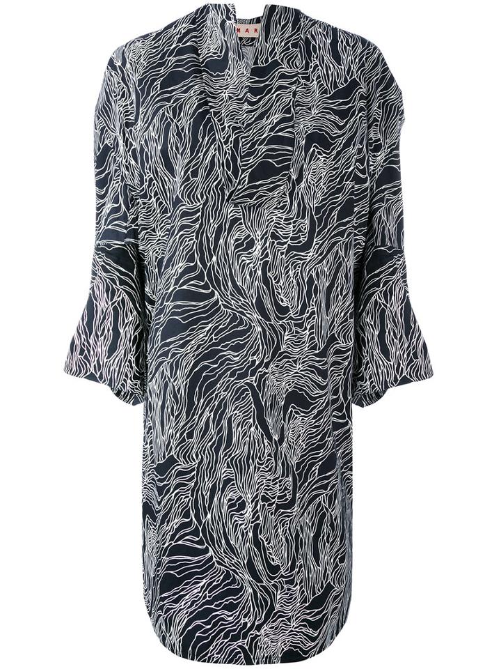 Marni - Beardsley Print Draped Dress - Women - Cotton - 42, Black, Cotton