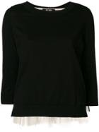 Twin-set Knit Tulle Hem Sweater - Black