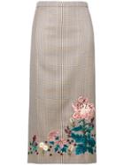Erdem Embroidered Check Skirt - Neutrals