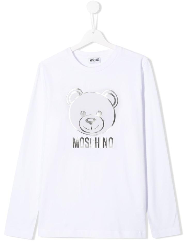 Moschino Kids Teen Toy Bear Logo Top - White