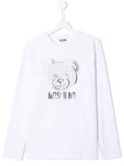 Moschino Kids Teen Toy Bear Logo Top - White