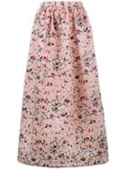 Huishan Zhang Floral Embroidered Soft Pleated Skirt, Women's, Size: 12, Pink/purple, Silk/polyester