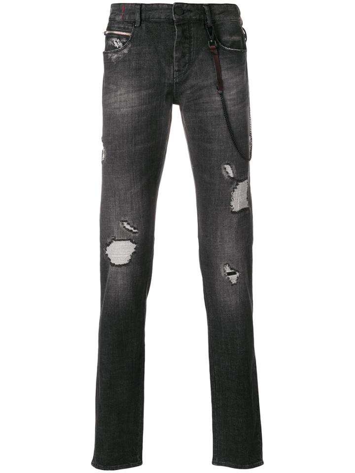 Emporio Armani Distressed Denim Jeans - Grey