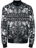 Philipp Plein Printed Bomber Jacket, Men's, Size: Large, Black, Polyester/polyamide/polyester
