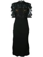 Self-portrait Cape Detail Stand Collar Midi Dress