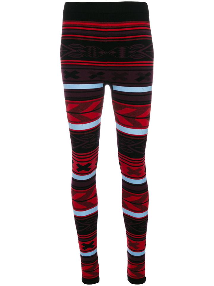 Laneus Striped Knitted Leggings - Multicolour